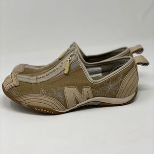 Merrell Womens Barrado Sport Athletic Shoes Beige Low Top Zipper Size 6